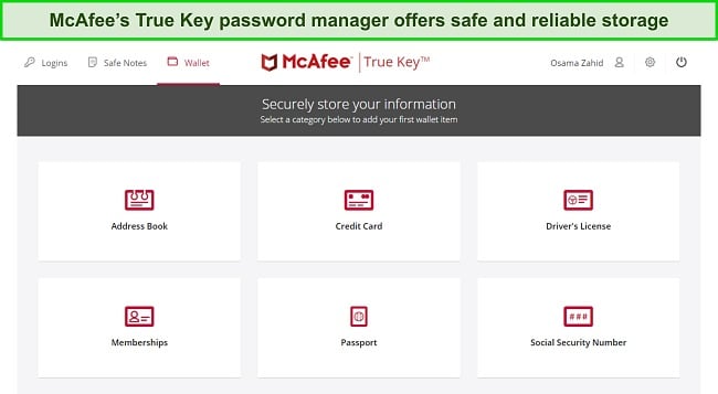 McAfee's True Key password manager