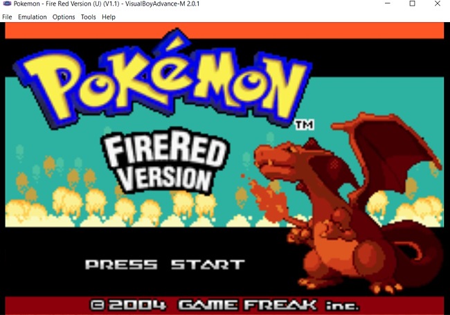 Zrzut ekranu z gry początkowej Pokemon FireRed