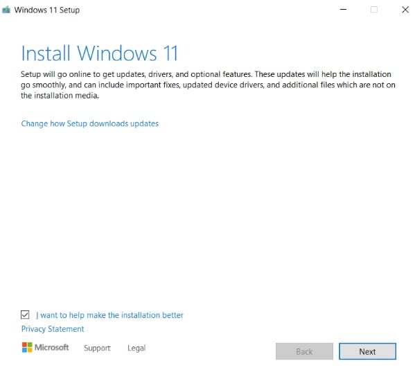 Capture d'écran de l'installation ISO de Windows 11