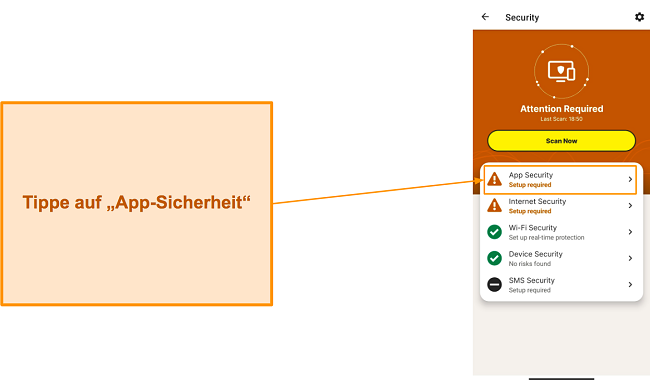 Norton für Android-App-Sicherheitsmenü