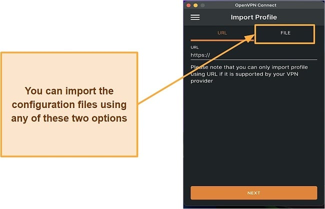 Screenshot showing how to manually import the configuration files