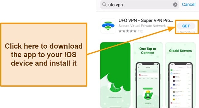  Screenshot of the Apple Store download page for UFO VPN