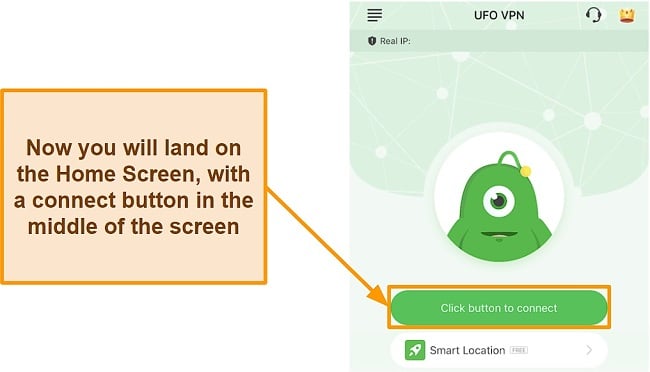 Screenshot of the user interface for UFO VPN