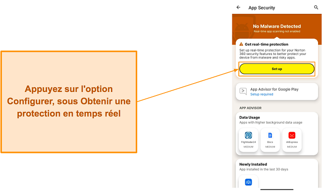 Configuration de la protection en temps réel dans Norton pour Android