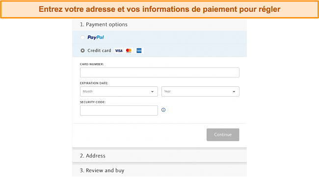 Capture d'écran de la page de paiement d'Avira