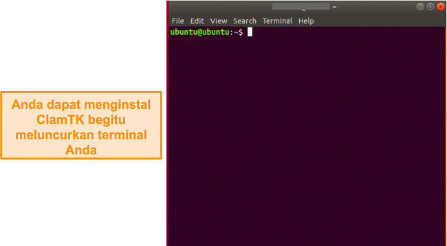 Tangkapan layar terminal bersih di Ubuntu