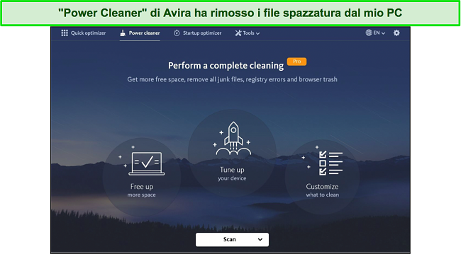 Screenshot del dashboard dell'app Windows di Avast