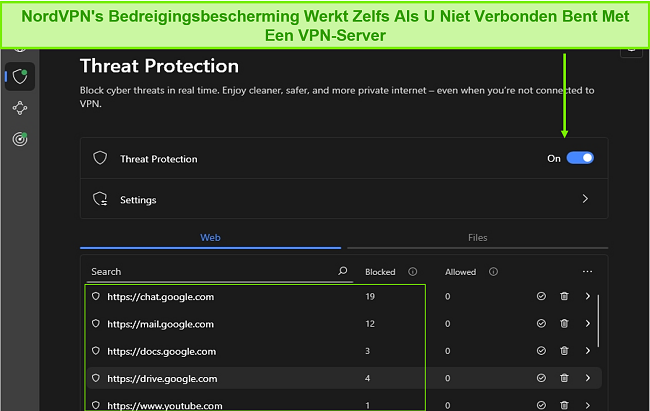 NordVPN-bedreigingsbeschermingsfunctie