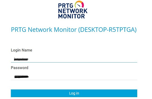 PRTG påloggingsside