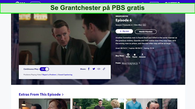 Skärmdump av Grantchester streaming på PBS