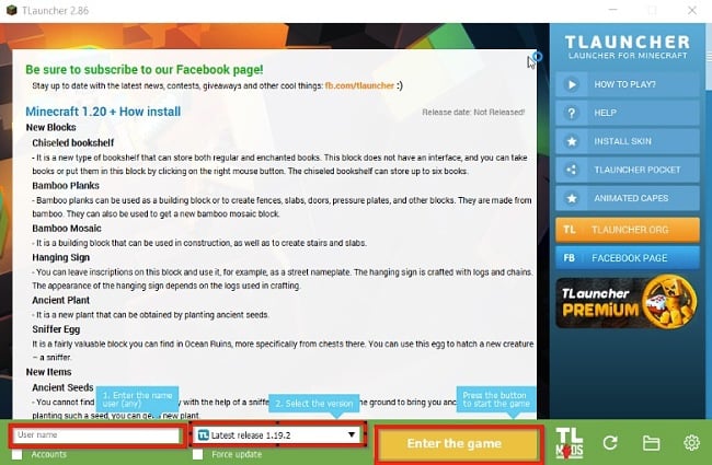 TLauncher adja meg a játék gomb képernyőképet