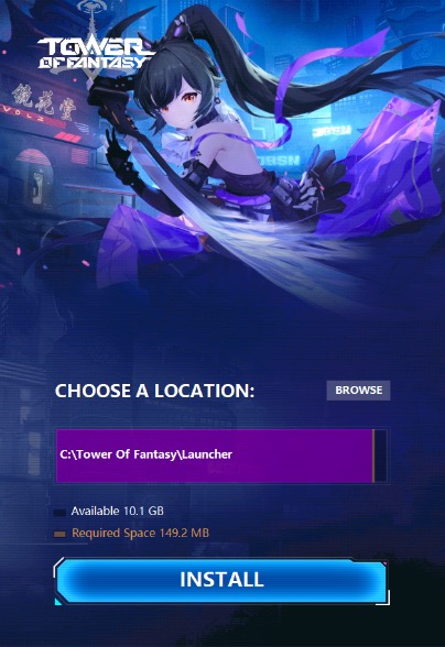 Tower of Fantasy install location screenshot