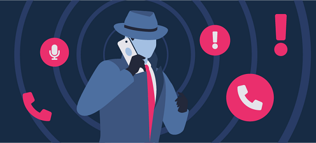 graphic of a spy making a phone call.