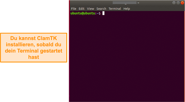 Screenshot des sauberen Terminals auf Ubuntu