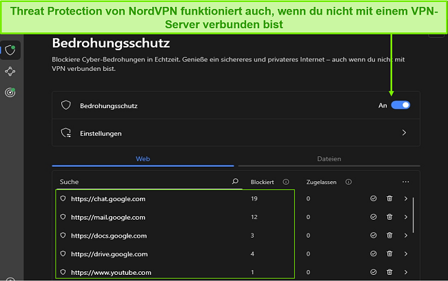 NordVPN-Bedrohungsschutzfunktion