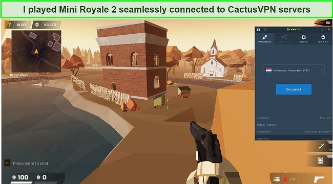 Screenshot showing me playing Mini Royale with CactusVPN