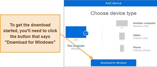 Screenshot of the download page for F-Secure Freedome's compatible setup file