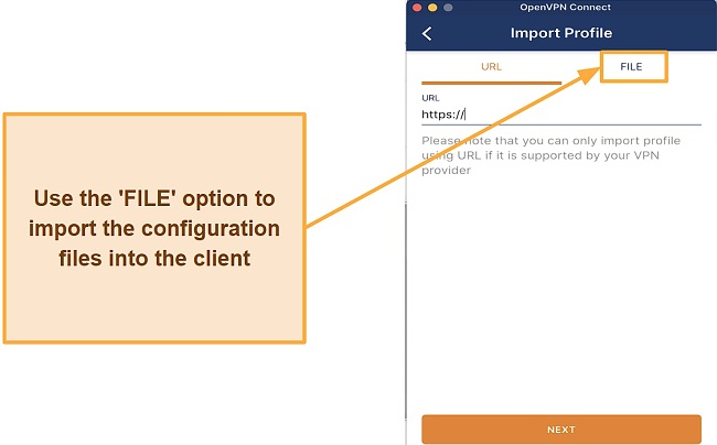 Screenshot showing how to manually import the configuration files