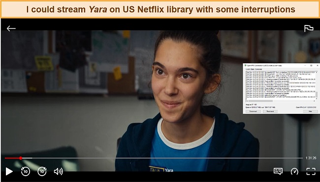 Screenshot of WideVPN unblocking US Netflix