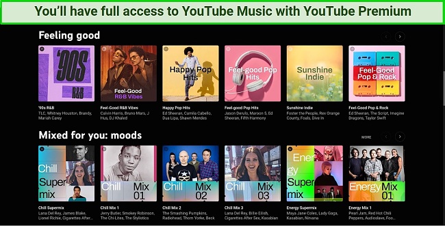 Screenshot of YouTube Music Premium made available through YouTube Premium