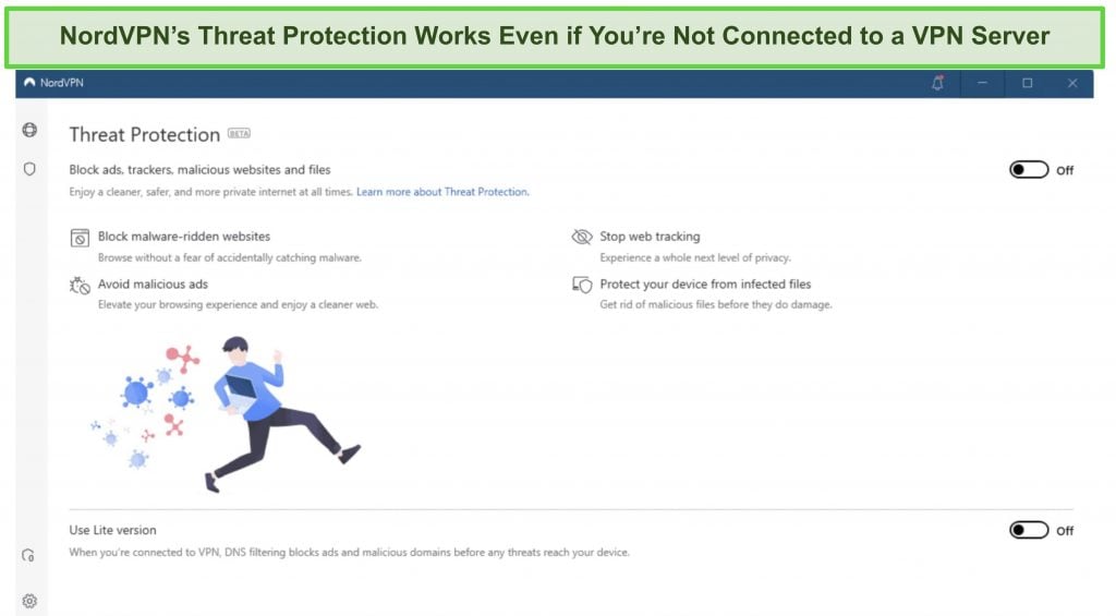 NordVPN's threat protection keeps you fully protected at all times