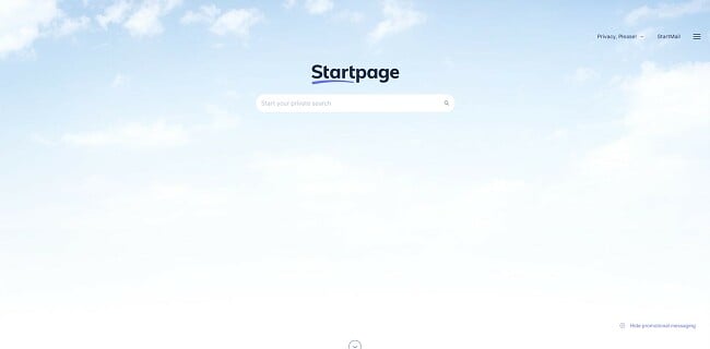 Skjermbilde av Startpages private søkemotor