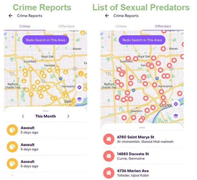 Rapports de crime Life360