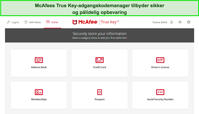 McAfees True Key-adgangskodemanager
