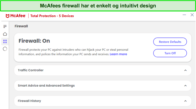 McAfees intuitive og sikre firewall