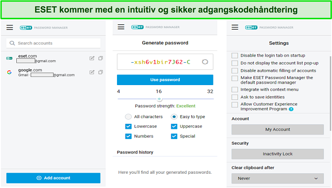 ESETs adgangskodehåndteringsgrænseflade