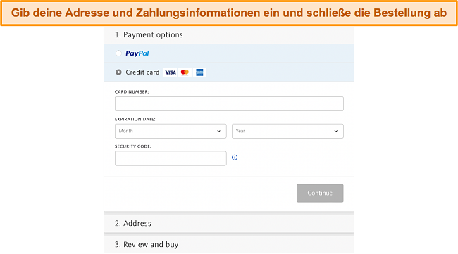 Screenshot der Checkout-Seite von Avira