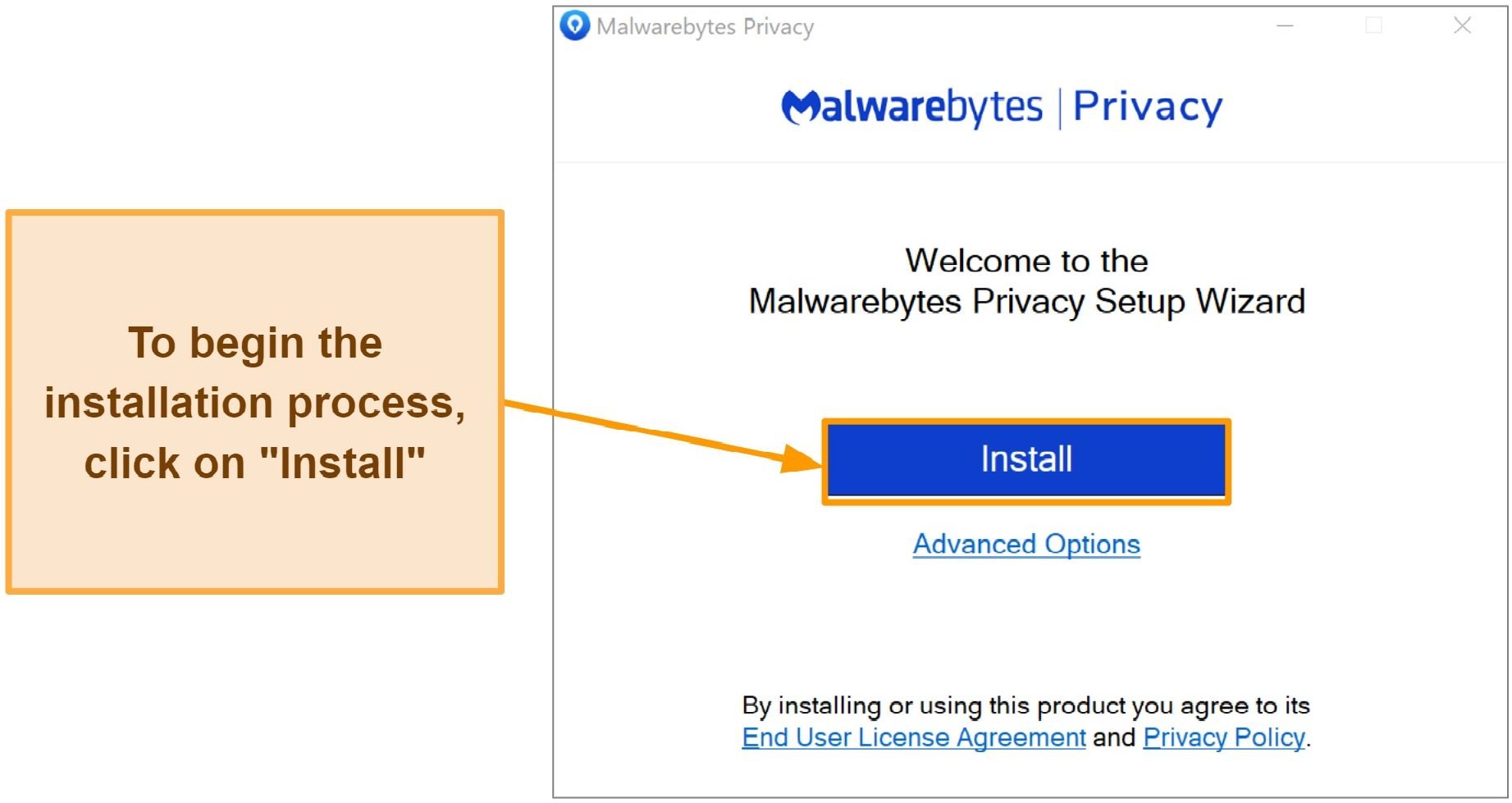 Screenshot of the installation process for Malwarebytes Privacy
