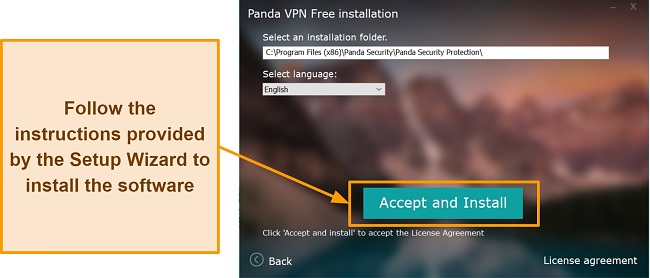 Screenshot of Panda Security's installation process