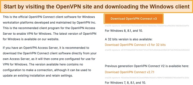 Screenshot of the download page for VPNBook's compatible setup file