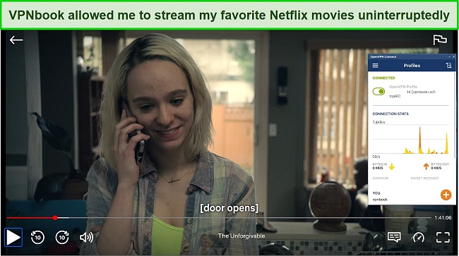 Screenshot of VPNBook unblocking US Netflix