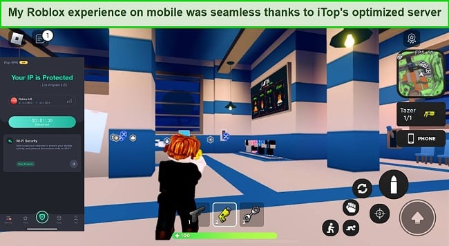 Screenshot of me playing Roblox with iTop VPN Roblox US server