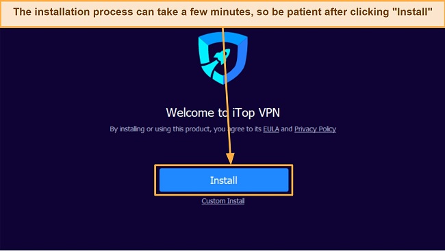 Screenshot of iTop VPN installation process
