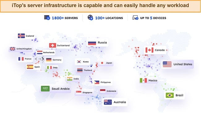 Screenshot of iTop's server location map