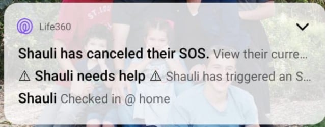 Notificações SOS life360
