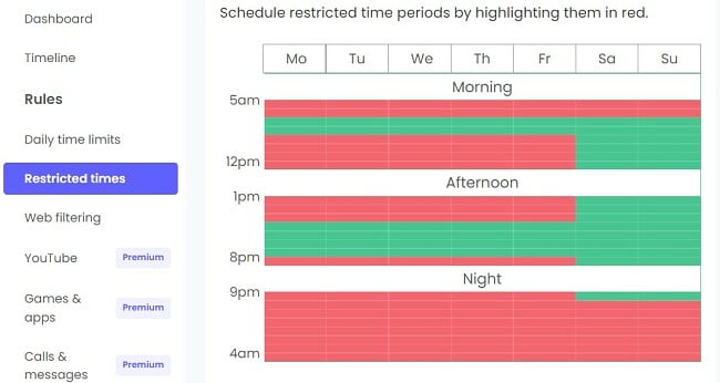 Qustodio Restricted Times