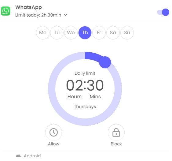 Establece límites de tiempo de WhatsApp con Qustodio