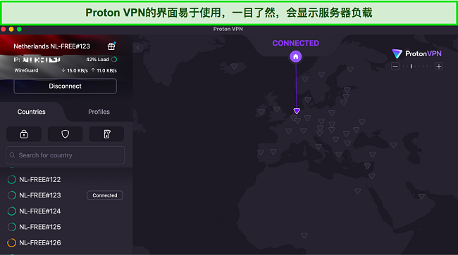 Proton VPN 用户界面截图