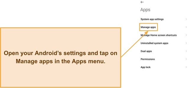  Screenshot showing how to access the installed apps menu in Android