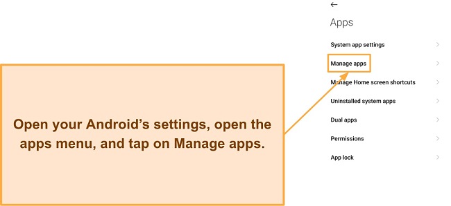 Screenshot showing how to open the installed apps menu in Android