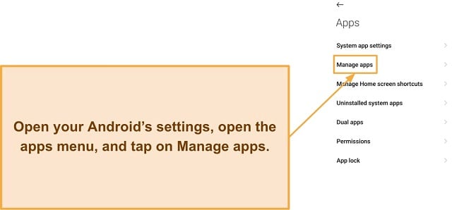 Screenshot showing how to open the installed apps menu in Android