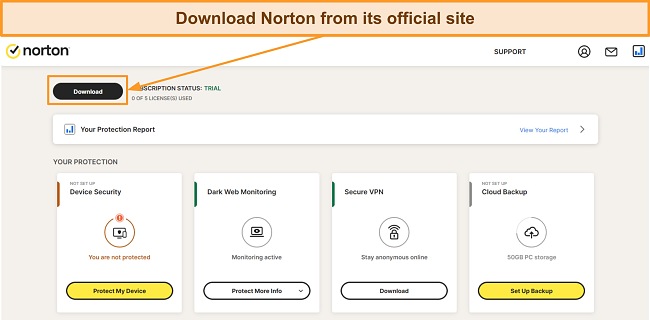 Image of Norton firewall protecting your pc