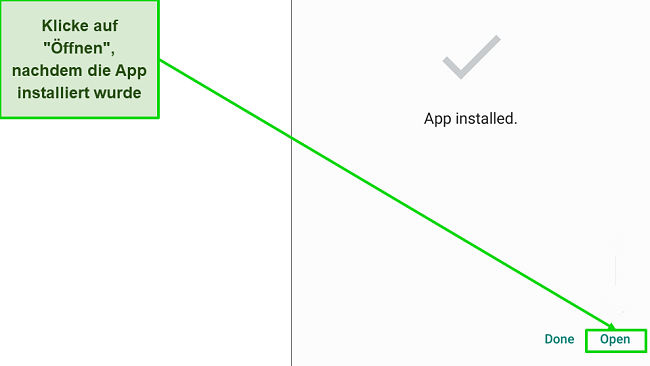 Screenshot des App-Installationsfensters auf Android