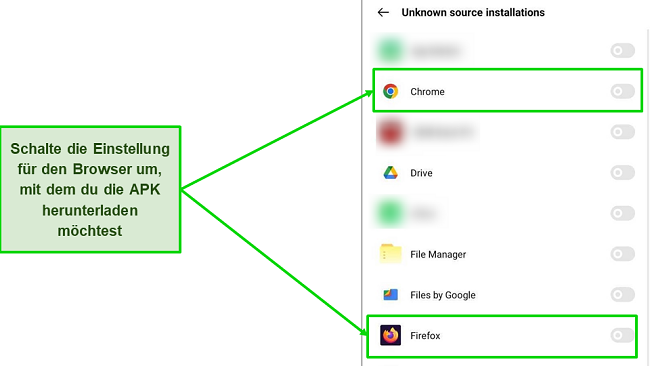 Screenshot der Einstellung „Installationen unbekannter Quelle“ auf Android