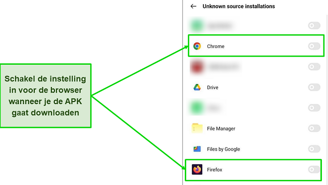 Screenshot van Unknown Source Installations-instelling op Android