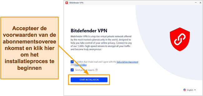 Screenshot van het installatieproces van Bitdefender